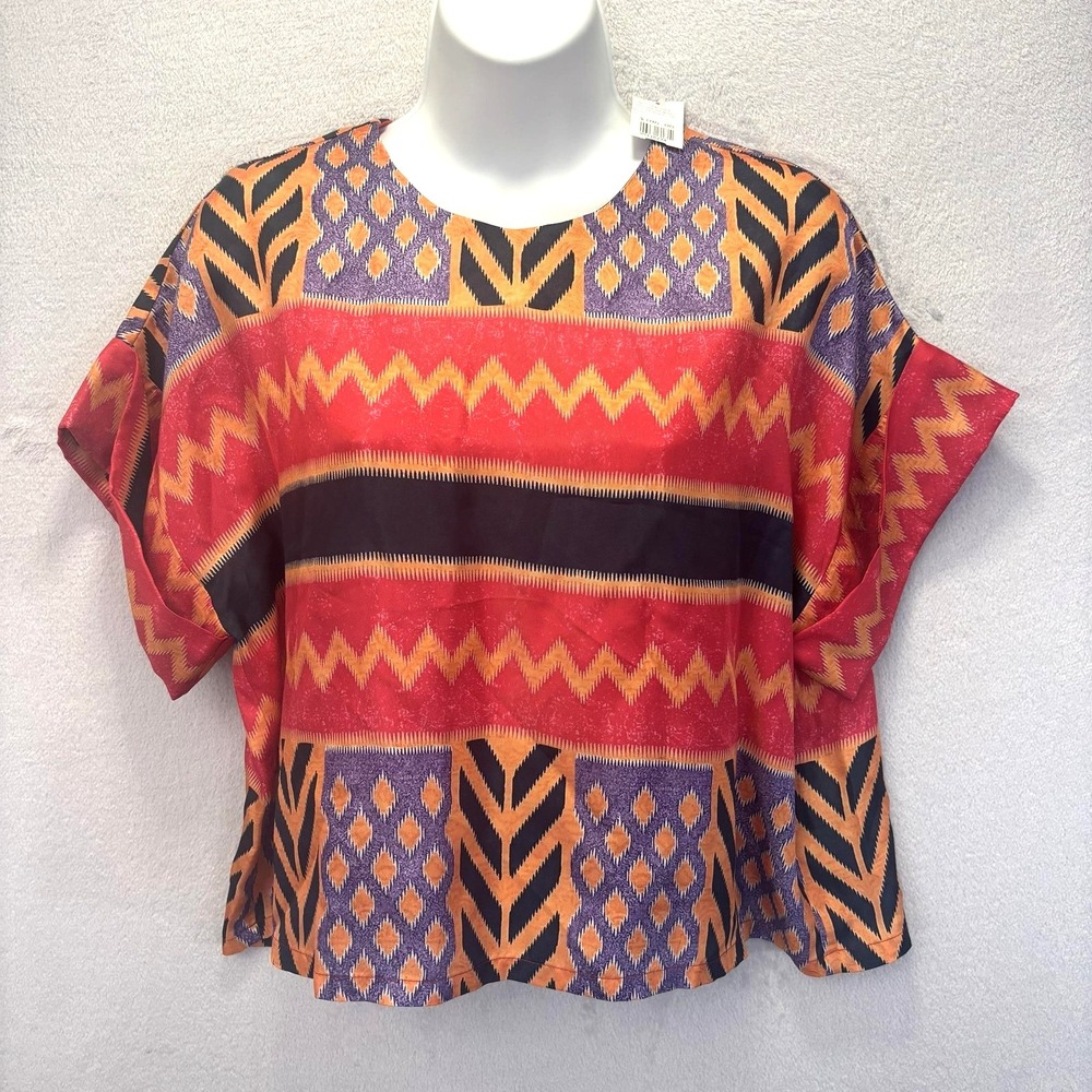 NWT Corey Lynn Calter Anthropologie Boxy Blouse Top Womens Small Boho Colorful